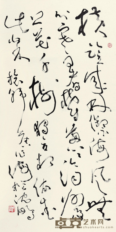 沈鹏 草书七言诗 镜心 138×68cm