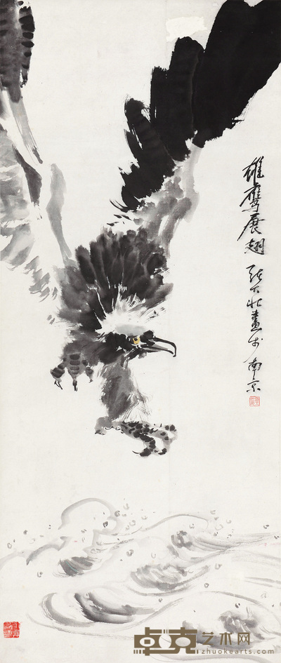 张大壮 雄鹰 镜心 129×54cm