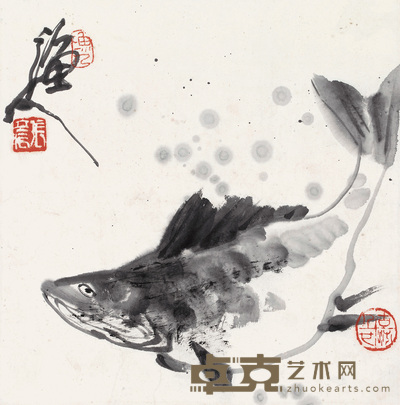 张立辰 有余图 镜心 34×34cm
