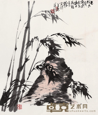 张立辰 1999年作 竹石图 镜心 97×82cm