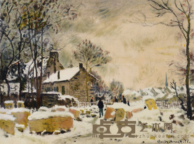 克劳德·莫奈 1875年作 雪中风景 32×42cm