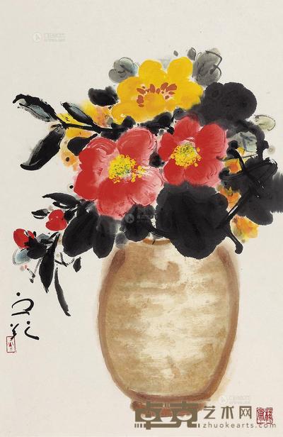 谢之光 瓶花 镜心 68×44cm