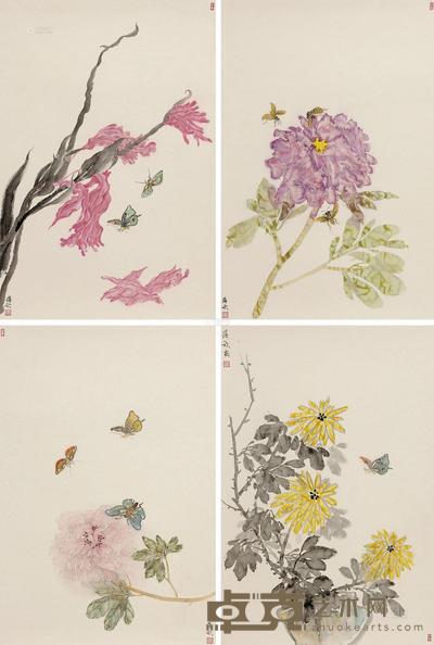 赵蓓欣 花想容 镜心 65×44cm×4