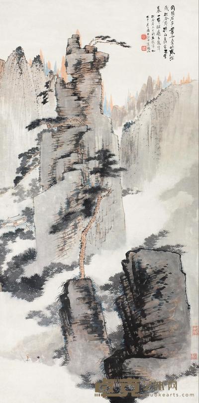 张大千 松谷庵五龙潭 立轴 135×65cm