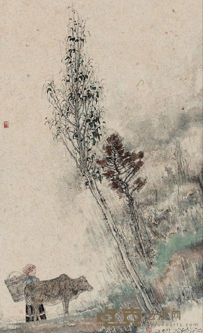 范治斌 2013年作 牧牛 镜心 65×39cm