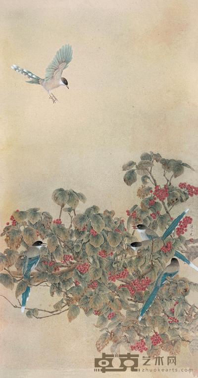 朱小元 果熟来禽 镜心 180×96cm