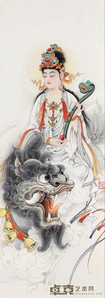 李唐 文殊菩萨 镜心 104×38cm