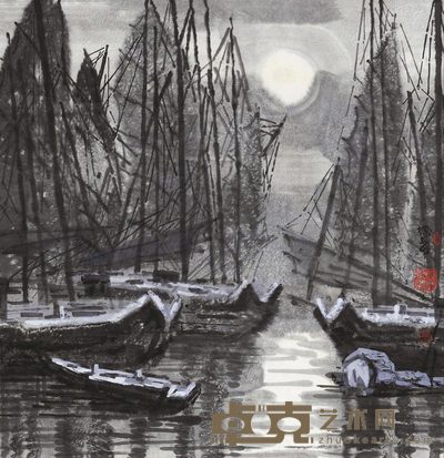 徐希 月下帆影 镜心 68×68cm