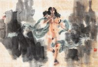 傅小石 天女图 镜心