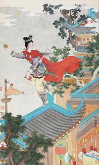任率英 1979年作 红线盗盒 立轴