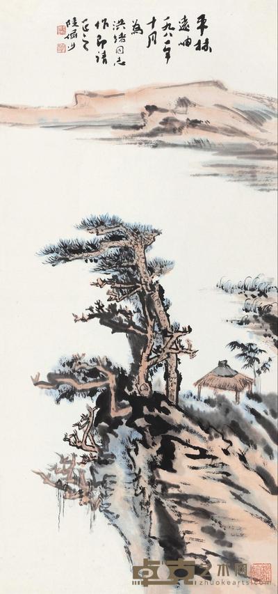 陆俨少 1981年作 平林远岫 立轴 98×47cm