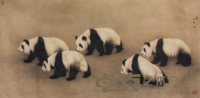 王申勇 熊猫 镜心 128×255cm