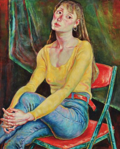 李贵男 1996年作 坐在红椅子上的女孩