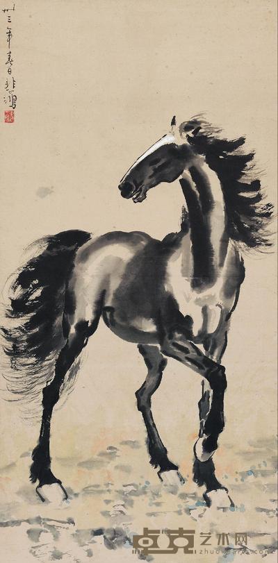 徐悲鸿 1944年作 秋风万里 立轴 96×47cm