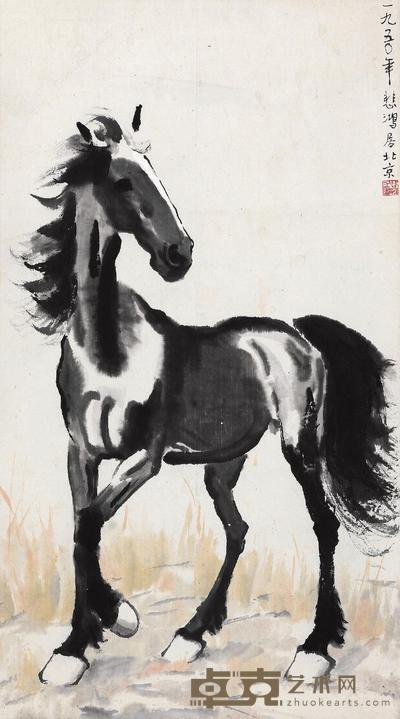 徐悲鸿 1950年作 立马图 立轴 97×54cm