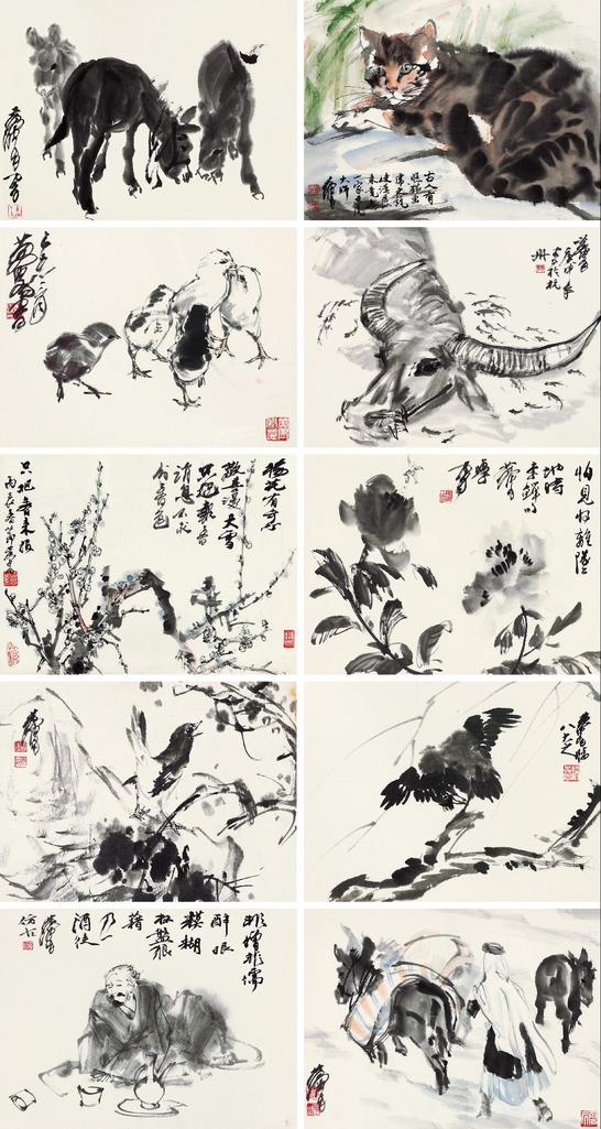 黄胄 集锦册 镜片 （十开）