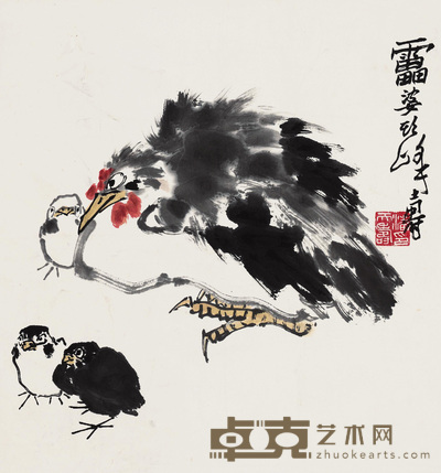 潘天寿 抱雏图 立轴 51×47cm