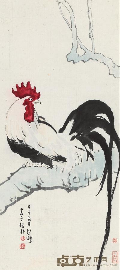 徐悲鸿 1942年作 大鸡图 立轴 74×33cm