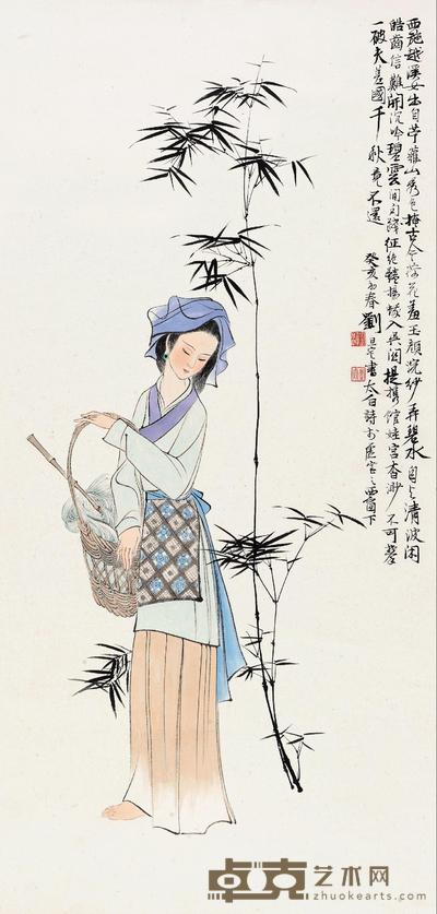 刘旦宅 1983年作 浣纱图 立轴 94×45cm