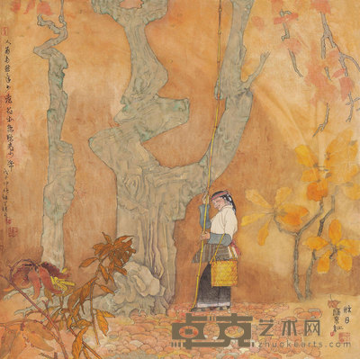 李振球 2008年作 秋日雁来红（特邀） 镜框 67×66cm