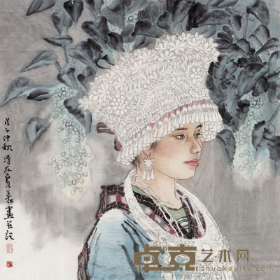 刘泉义 2008年作 苗女（特邀） 镜框 68×68cm