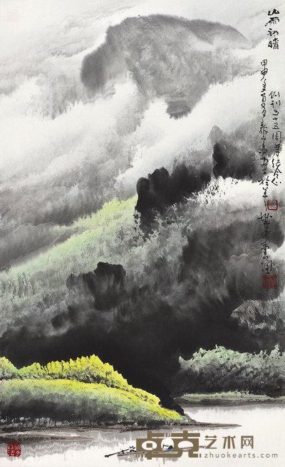 庞泰嵩 山雨初晴 镜心 80×49cm