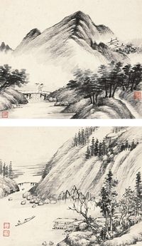 戴熙 河池晓景 （两帧） 镱心