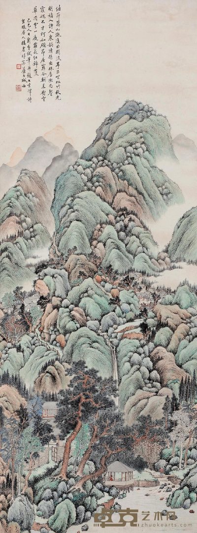楼辛壶 春溪闲居图 立轴 149×56cm
