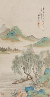 黄山寿 清溪垂钓 立轴