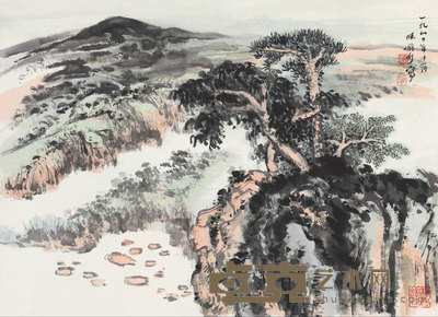 陆俨少 松石远岫 镜心 45.5×61.5cm