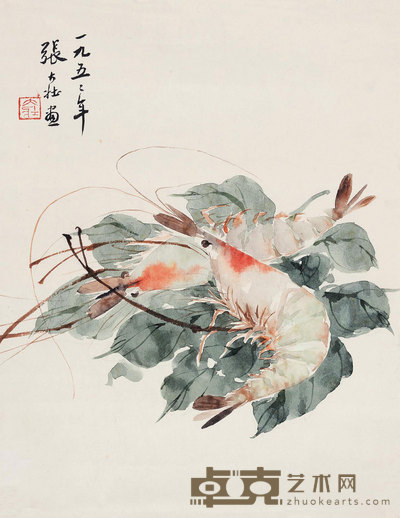 张大壮 虾 镜心 32×25cm