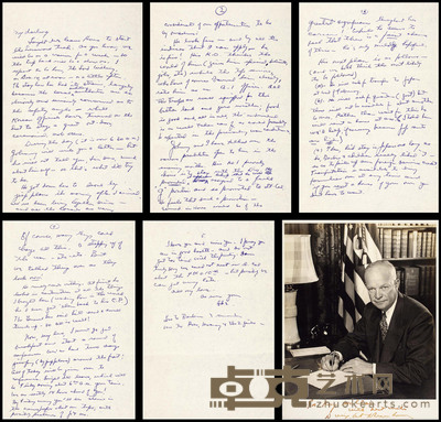 《结束朝鲜战争的美国总统》艾森豪威尔威尔威尔(David Eisenhower)亲笔家信及签名照各一件 --