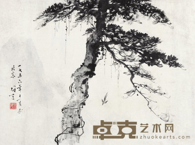 黎雄才 1956年作 墨松 镜心 33×45cm