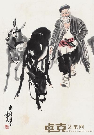 黄胄 维族老人和他的毛驴 镜心 85×59cm