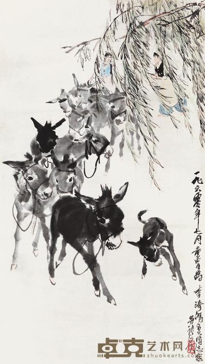 黄胄 1960年作 牧驴图 立轴 135×76cm