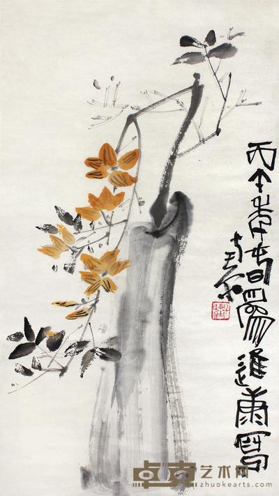 陈子庄 1966年作 玉瓶迎春 镜心 45.5×34cm