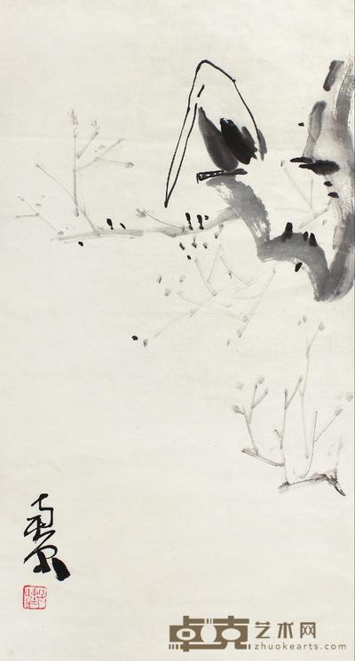 陈子庄 寒雀孤洁 镜心 45.5×34cm