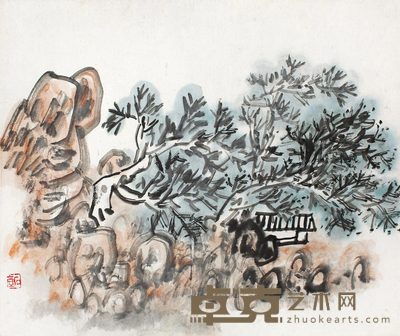 陈子庄 秋风萧瑟 镜心 27×33cm