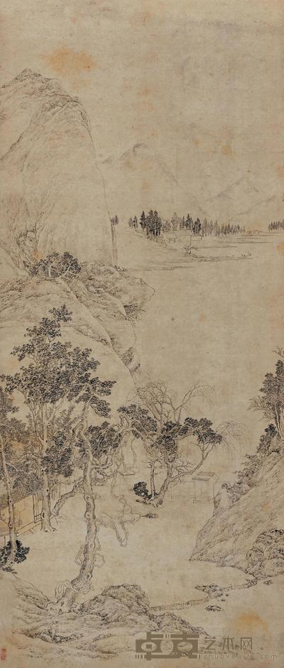 佚名 茅屋幽居 立轴 116×49cm