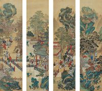 焦秉贞 人物 四屏
