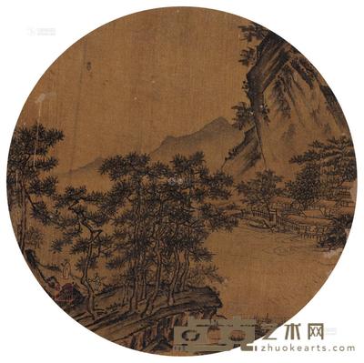 佚名 携琴访友图 圆光 直径20cm