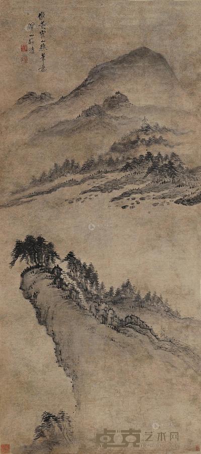 梅清 仿王蒙山水 立轴 131×58cm