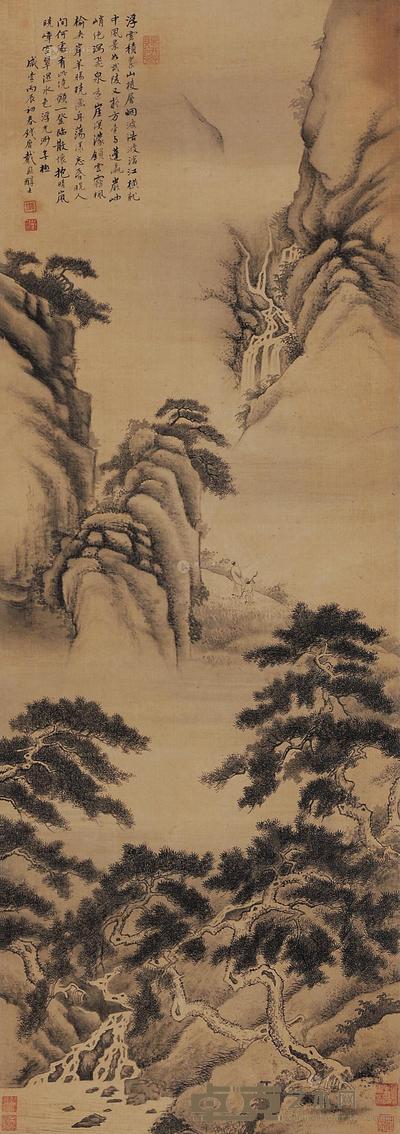戴熙 松溪高士图 镜心 111×39cm