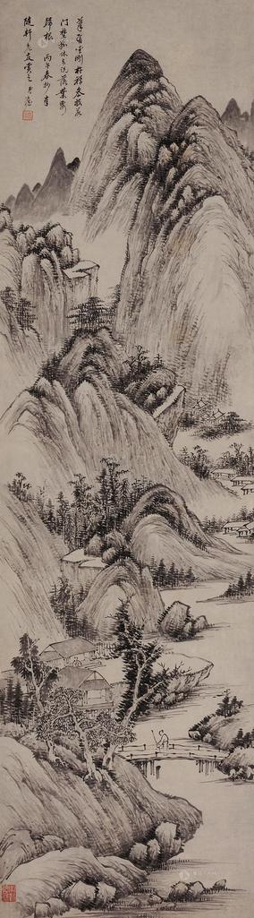 张澹 落叶归根图 立轴