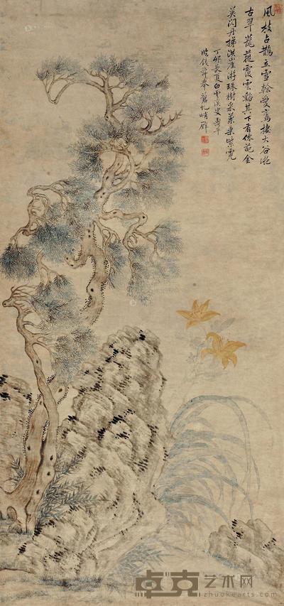 恽寿平 苍虬峭壁 立轴 129×60cm