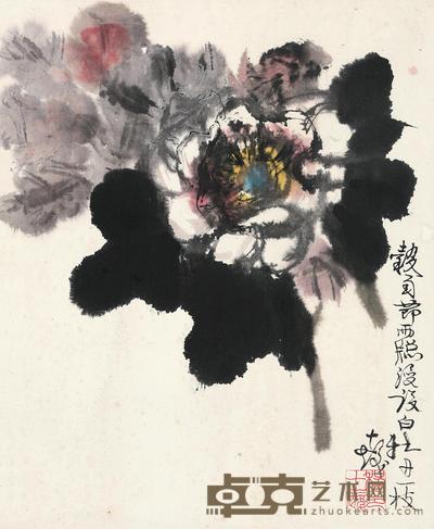 程十发 牡丹 镜心 45×37cm