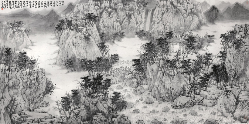 张谷旻 2004年作 九水奇观 镜心