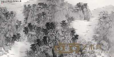 张谷旻 2004年作 溪山烟雨图 镜心 92×186cm