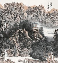 满维起 2004年作 崂山临秋 镜心