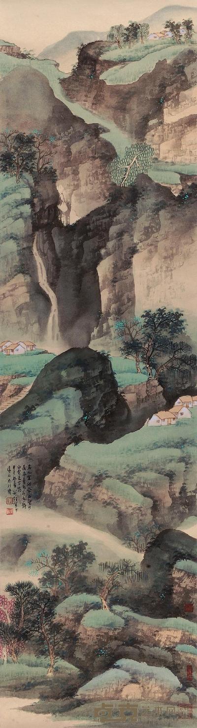 劳继雄 2014年作 山居图 镜心 141×39cm